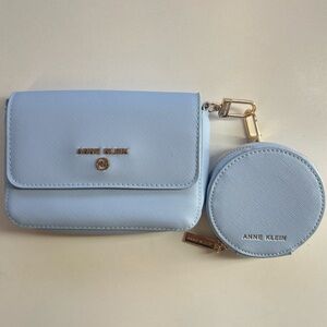 Anne Klein Tiffany Blue Bag and Coin Purse‎ Set with gold detail